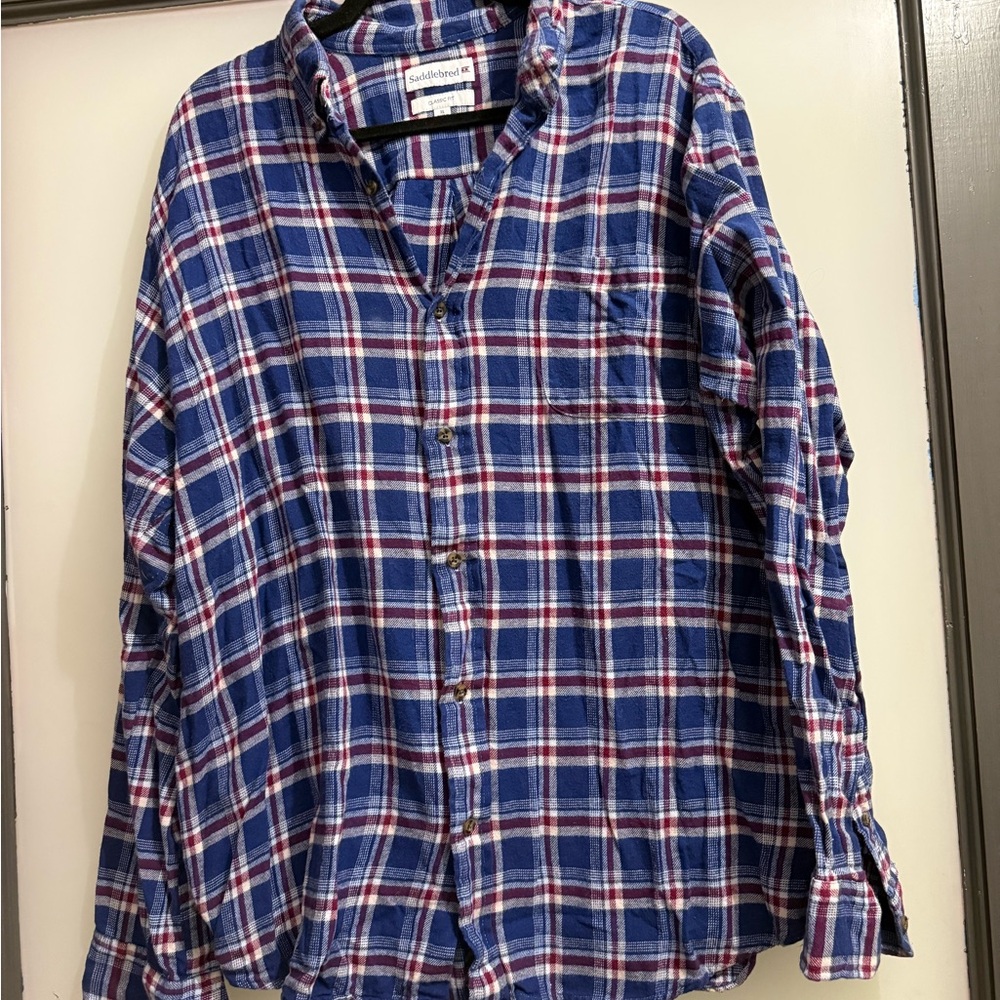 Saddlebred Blue and Red Plaid Button Down Shirt